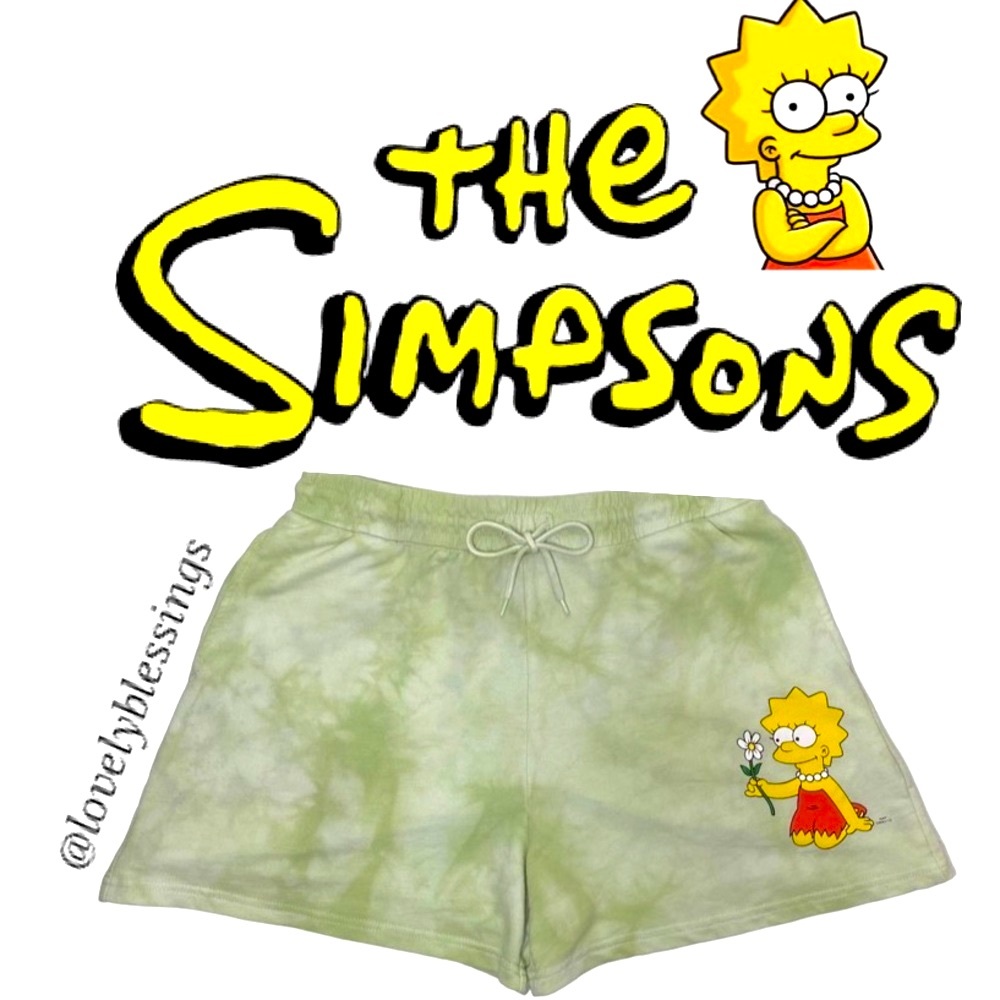 Vintage Shorts The Simpsons Lisa Rare Tie Dye Drawstring Waist Limited Edition
